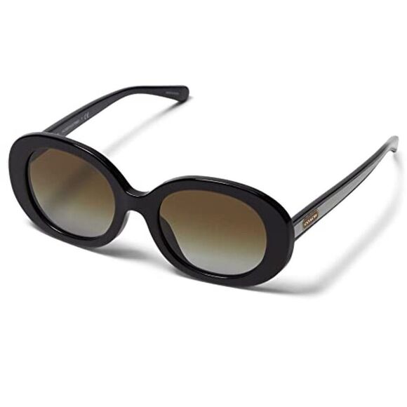 Coach oval Sunglasses Black Olive Gradient with case - Picture 1 of 15